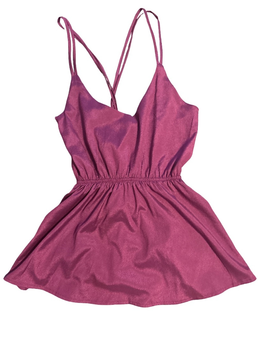 Poetry Satin Spaghetti-Strap Chemise in Raspberry
